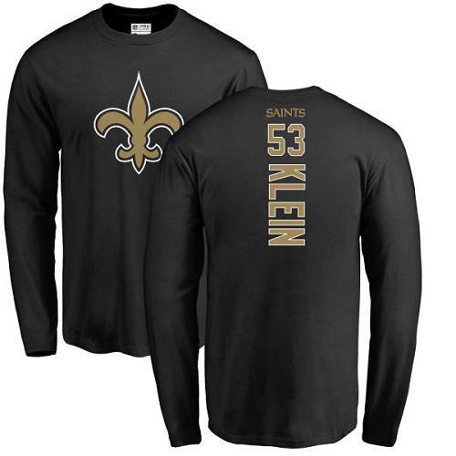 Men New Orleans Saints Black A J  Klein Backer NFL Football #53 Long Sleeve T Shirt->new orleans saints->NFL Jersey